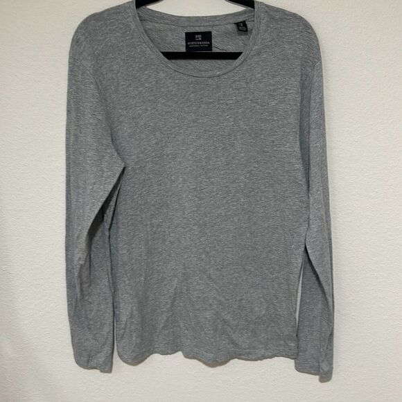Scotch & Soda Mens Heather Gray Cotton Blend Crewneck Long Sleeve T-Shirt Medium - Picture 1 of 7